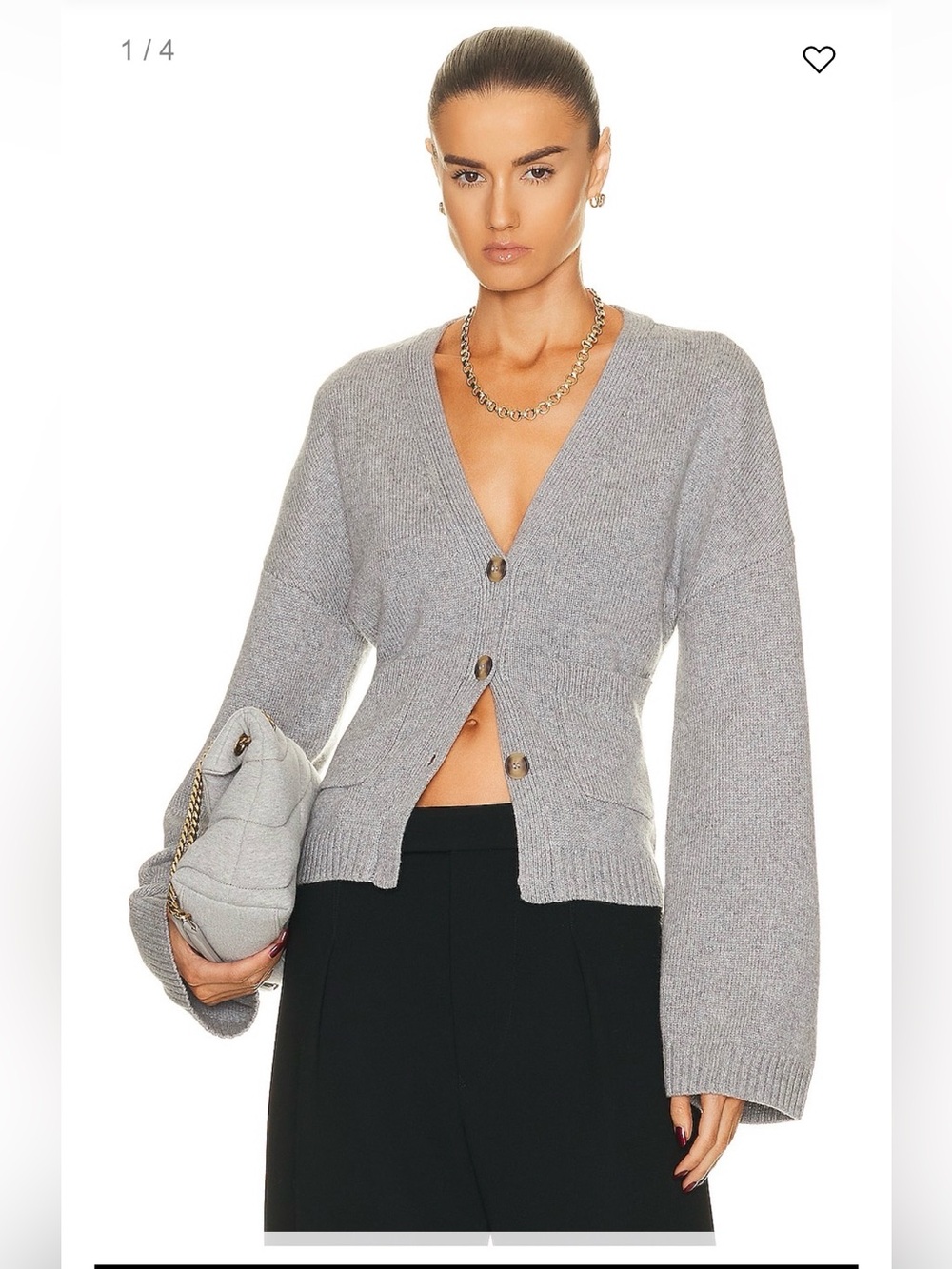 Helsa Heather Gray Cropped Cardigan Sweater